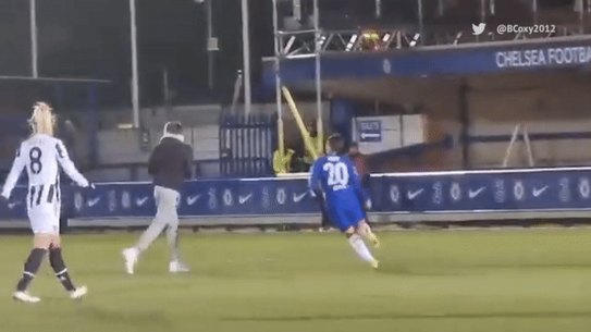 Sam Kerr drops a pitch invader during Chelsea’s Champions League draw with Juventus.