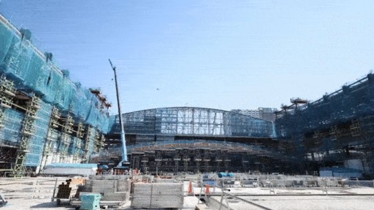 The New National Stadium rises in Tokyo