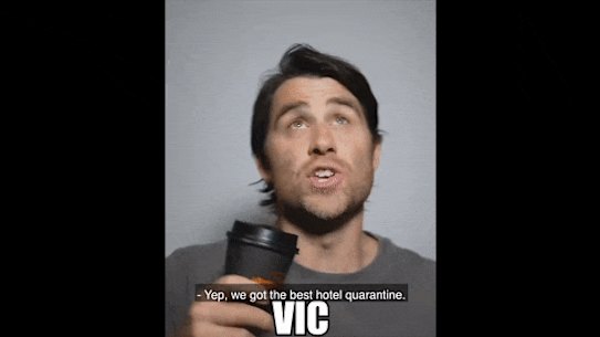 Gif of Jimmy Rees as the characters of NSW and Victoria. 