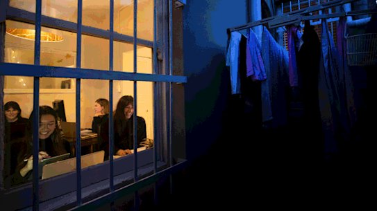 Margaret Holbrow is loving her new housing commission apartment in Pyrmont, after spending Sydney’s previous lockdown living on her bus. She had been about to travel to Alice Springs to sell her handmade beanies at the Beanie Festival but had been trapped by the border closures, keeping her in NSW. Greater Sydney has again been forced into lockdown restrictions after there were numerous community transmissions of the Delta strain of Covid-19, but his time Margaret has more space to call home. 4th July 2021 Photo: Janie Barrett SMH /SHD  PROJECT USE ONLY 
