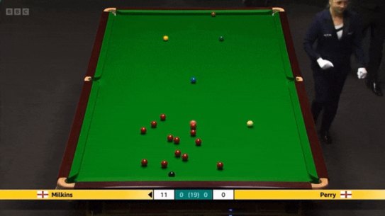 A protester disrupts play at the World Snooker Championship in Sheffield.