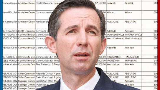 Finance Minister Simon Birmingham claimed it wasn’t possible for his department to determine into which electorates flowed billions of dollars of grants overseen by ministers.