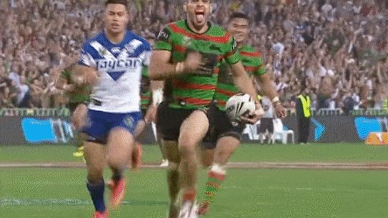 Greg Inglis celebrating a try.