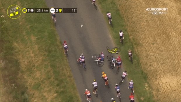 Australian in big crash, Dutch great takes stage two of Tour