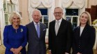 King Charles and Queen Camilla were welcomed by Prime Minister Anthony Albanese and his partner Jodie Haydon.