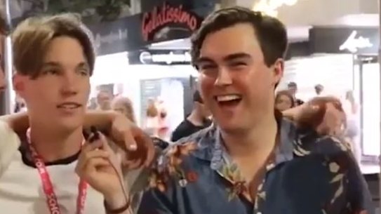 In a video shared to the Young LNP Facebook page, Barclay McGain is seen laughing along with a racist slur by a "schoolie", Jake Scott.