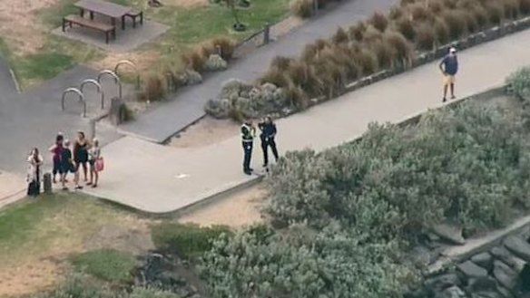 Police at the scene of the rescue operation. 