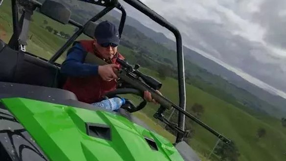 A website image of a man shooting on Tom Zhou's property, Balaclava