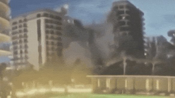 CCTV footage of the Miami building’s collapse.