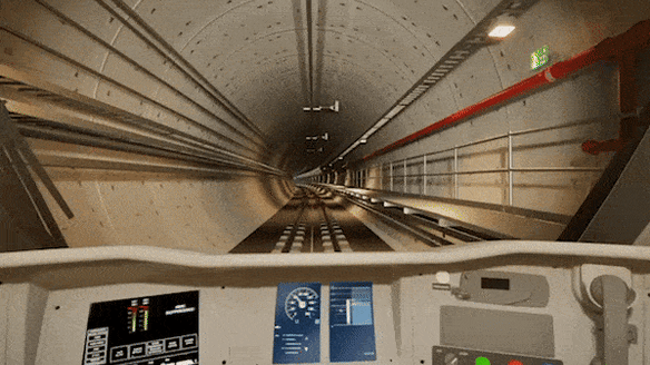 The simulation of the Cross River Rail tracks tested by train drivers. 