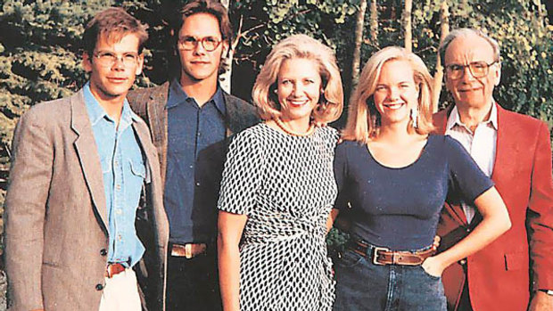 The second Murdoch family, from left: Lachlan, James, Anna, Elisabeth and Rupert.