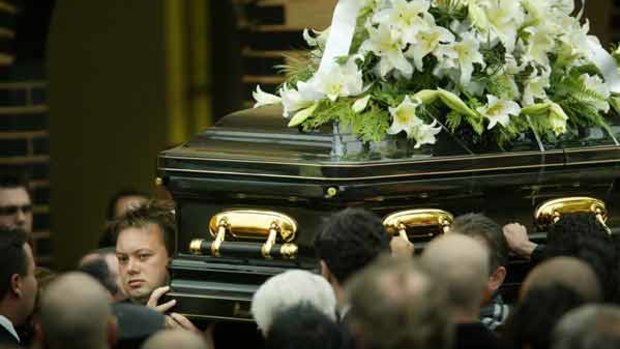 Carl Williams at the funeral of slain underworld figure Andrew Benji Veniamin at the Greek Orthodox Parish of St Andrews in March 2004.