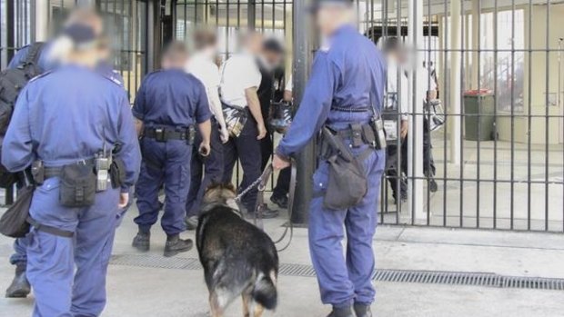 Corrective Services officers search for contraband at Parklea prison.