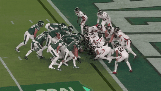 The Philadelphia Eagles “tush push”.