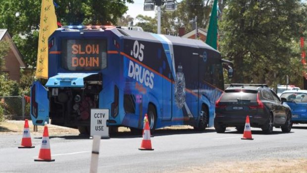 Drivers getting tested outside the Rainbow Serpent festival.