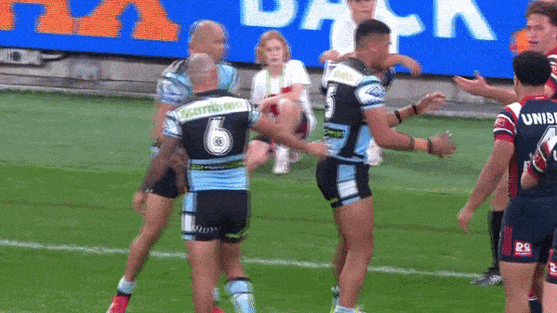 Marky Mark wins trash talk and try battle as Roosters rattle Sharks