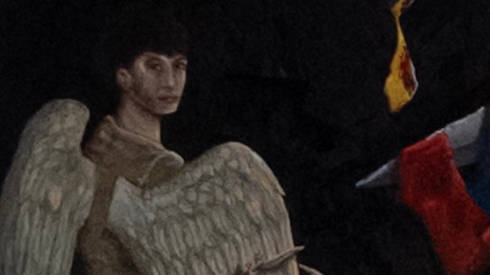 Detail of Where Hope Sits, a painting by 16-year-old Matilda Emmerich.