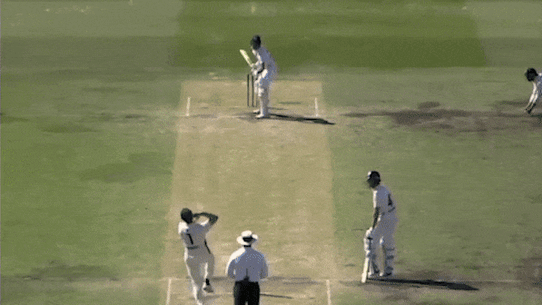 Sam Konstas backs away and cuts the ball to the boundary.