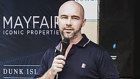 James Mawhinney talks up the Dunk Island tourism project in a Mayfair promotion.