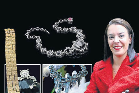 Missing fraudster Melissa Caddick with some of her jewellery seized during the police raid. 