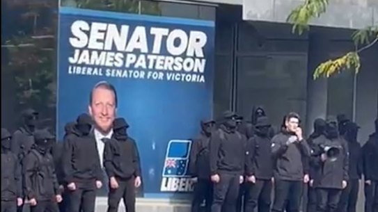 Neo-Nazis protesting outside Senator James Paterson’s office 