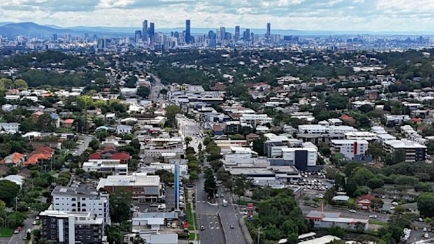 Mount Gravatt’s high street on Logan Road, looking towards Brisbane CBD.