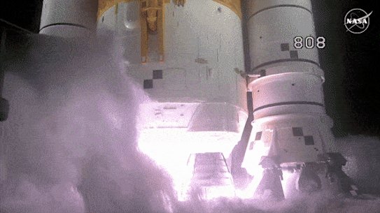 A GIF of the Artemis moon rocket taking off from Florida on Wednesday.