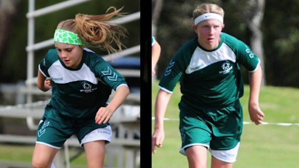 Matildas defenders Ellie Carpenter (left) and Clare Hunt.