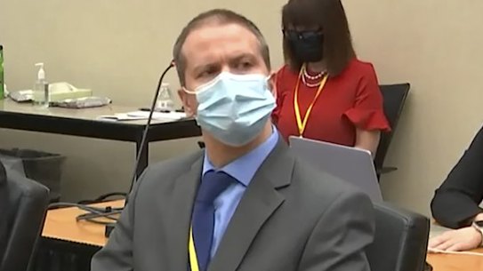 Officer Derek Chauvin, pictured during the trial.