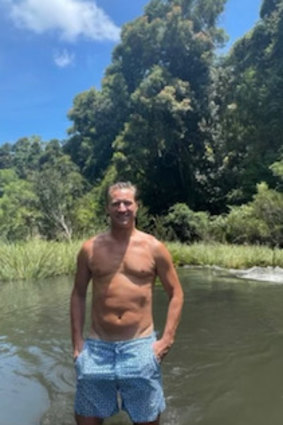 Freddie Blencke showing off his bail digs in the Byron Bay hinterland.