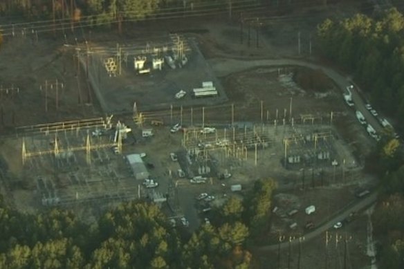 Scene of an attack: The power substation in North Carolina.