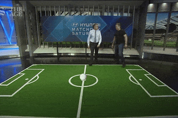 Foxtel chief executive Patrick Delany performing a Nazi salute in a Fox Sports studio.