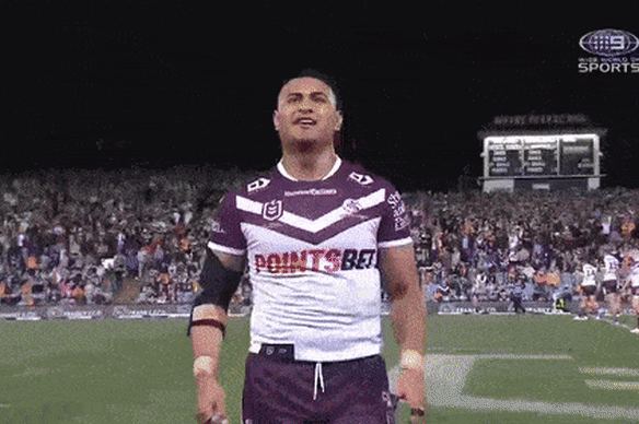 Haumole Olakau’atu loses his cool against the Wests Tigers.