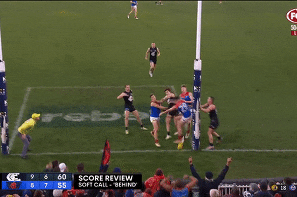 Caleb Marchbank’s match-winning touch in Carlton’s victory over Melbourne in round 22.