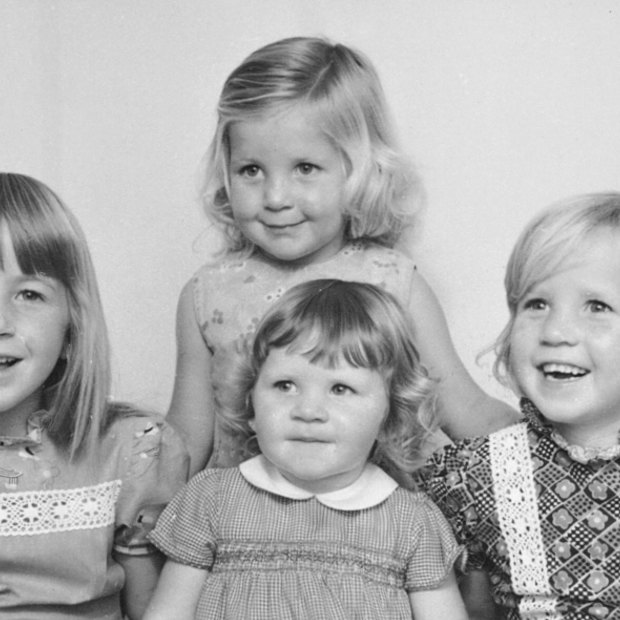 Emma Bates (bottom middle) as a child with her siblings, 
