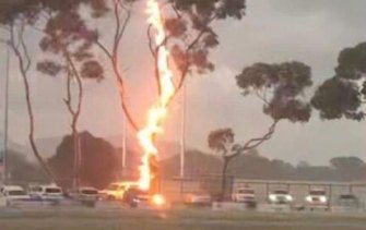 Lightning strike at Bisinella Oval, Lara on Saturday.