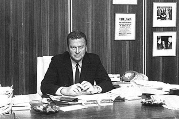 Graham Perkin at the editor’s desk at The Age.