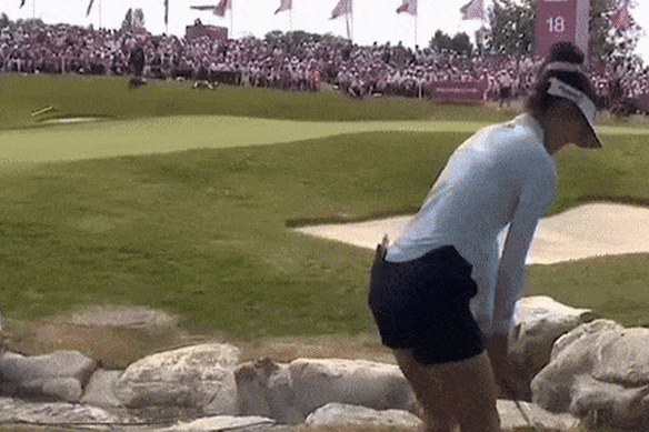 Major moment: Grace Kim excels at the finish.