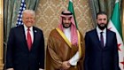 President Donald Trump, left, Saudi’s Crown Prince Mohammed bin Salman, centre, and Syria’s interim President Ahmad al-Sharaa, right, pose for a picture, in Riyadh.