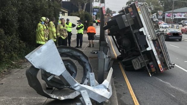 A truck has rolled over on the Princes Highway at Blakehurst causing traffic chaos.