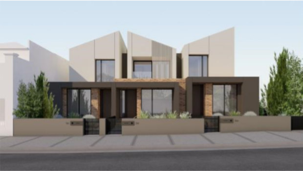 Three townhouses proposed to replace the house that now stands at 81 Charles Street, Ascot Vale.