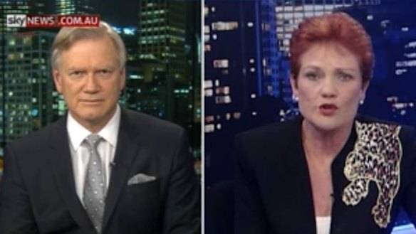 Sky News commentator Andrew Bolt and Pauline Hanson.