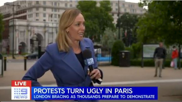 Nine News reporter Sophie Walsh was assaulted in central London.