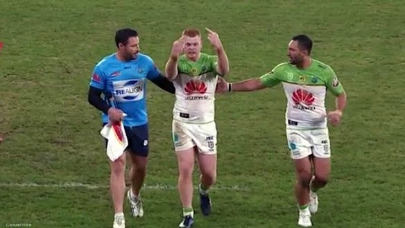 Corey Horsburgh gives Parramatta fans the one-fingered salute.