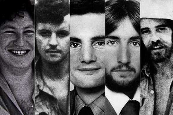Balibo victims ... Gary Cunningham, Malcolm Rennie,  Greg Shackleton, Tony Stewart and Brian Peters.