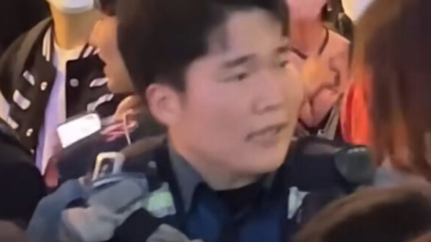 Itaewon police sergeant Kim Baek-gyeom yelled at crowds to stop during the crush on Saturday. 