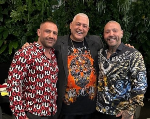 Johnny “Two Guns” Walker (left) with Mick Gatto (centre) and Toby Mitchell.