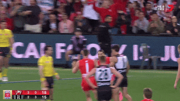 Papley clashes with Will Rioli during Sydney’s preliminary final win over Port Adelaide.