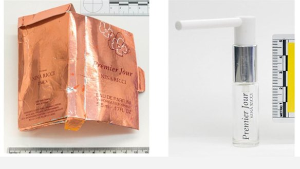 Images of the 'perfume' bottle and the bottle with adapted nozzle allegedly related to the Skripals poisoning in Salisbury.