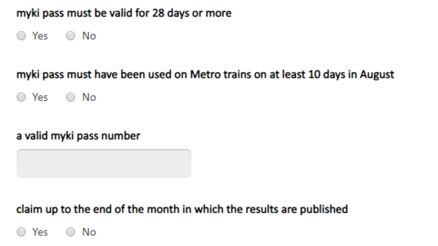 How to apply for compensation on the Metro Trains website.